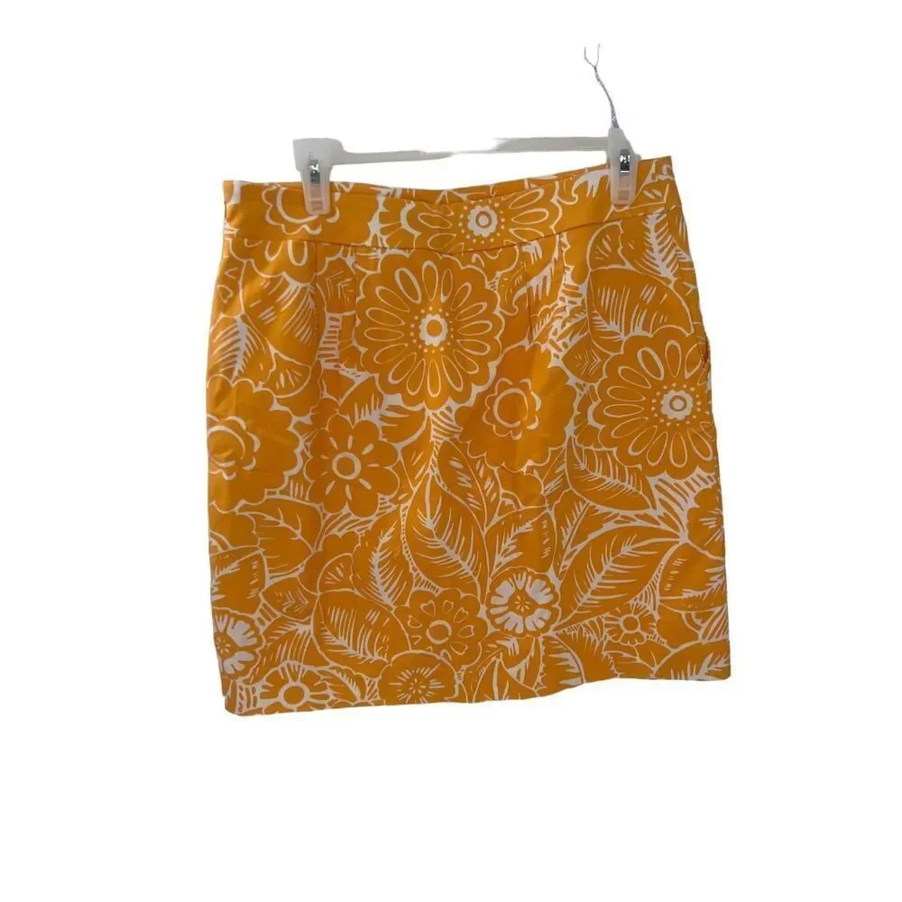 Talbots yellow and white floral skirt fully lined